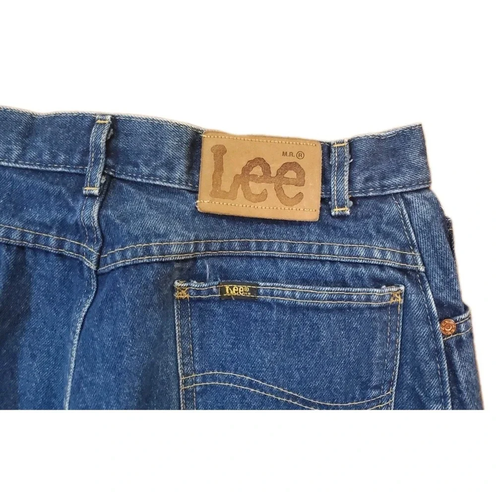 Vintage LEE MR Jeans Womens Size 16 Union Made In USA Blue Denim Straight Leg